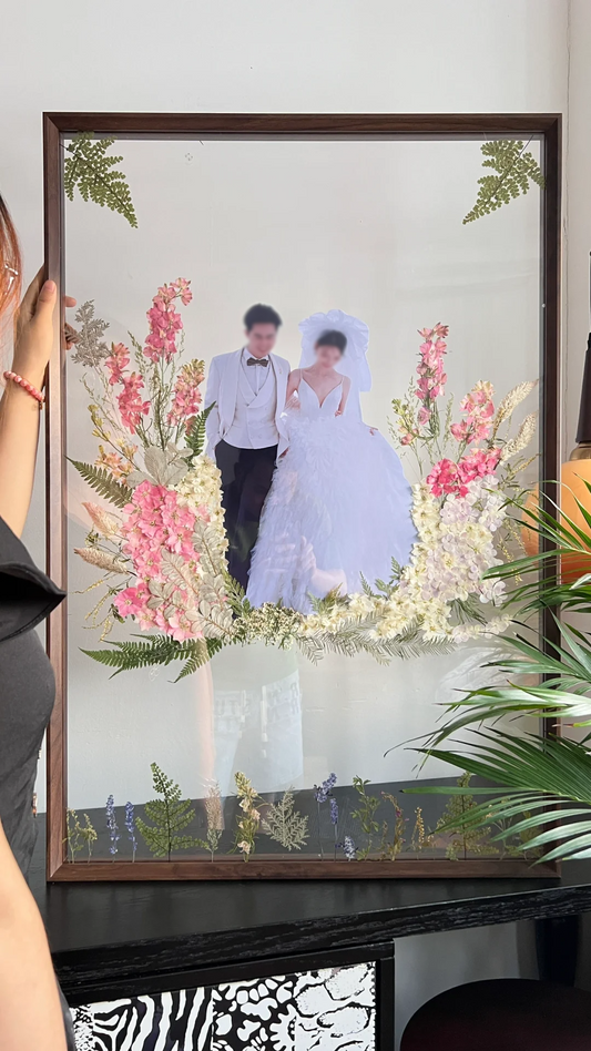 Handmade Pressed Flower Wedding Signature Frame
